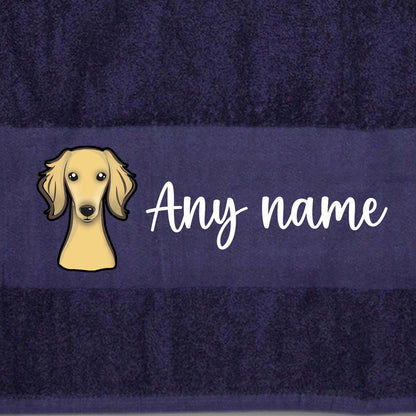 MIDNIGHT BLUE Any Pet Name And A Choice Of Dog Breed - Travel Towel