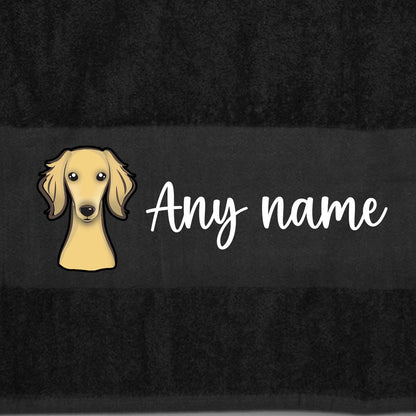 BLACK Any Pet Name And A Choice Of Dog Breed - Travel Towel