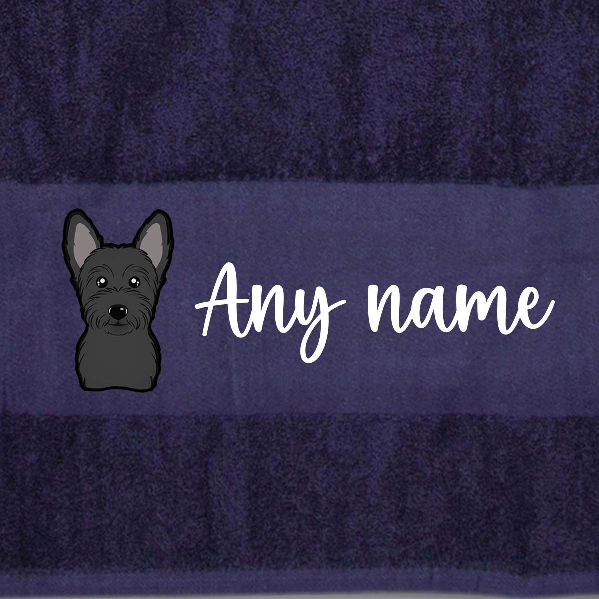 MIDNIGHT BLUE Any Pet Name And A Choice Of Dog Breed - Travel Towel