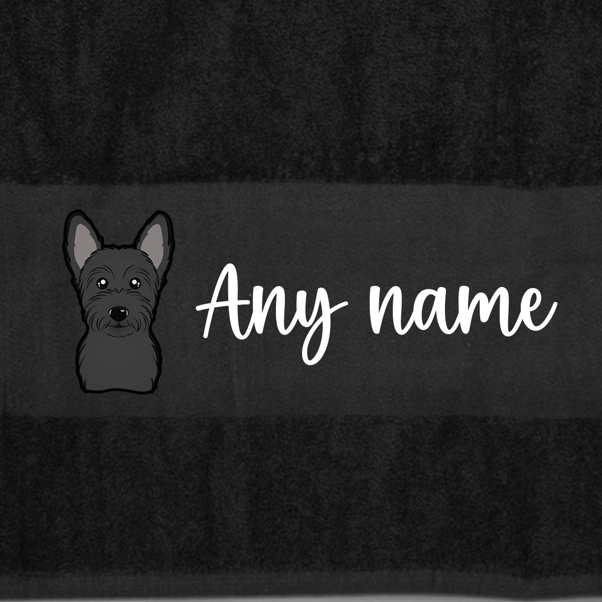 BLACK Any Pet Name And A Choice Of Dog Breed - Travel Towel