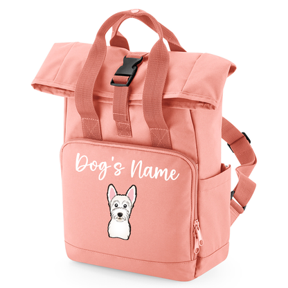 Travel Rucksack 9 Litres Peach Coral Any Breed Backpack With Custom Personalised Dog Name