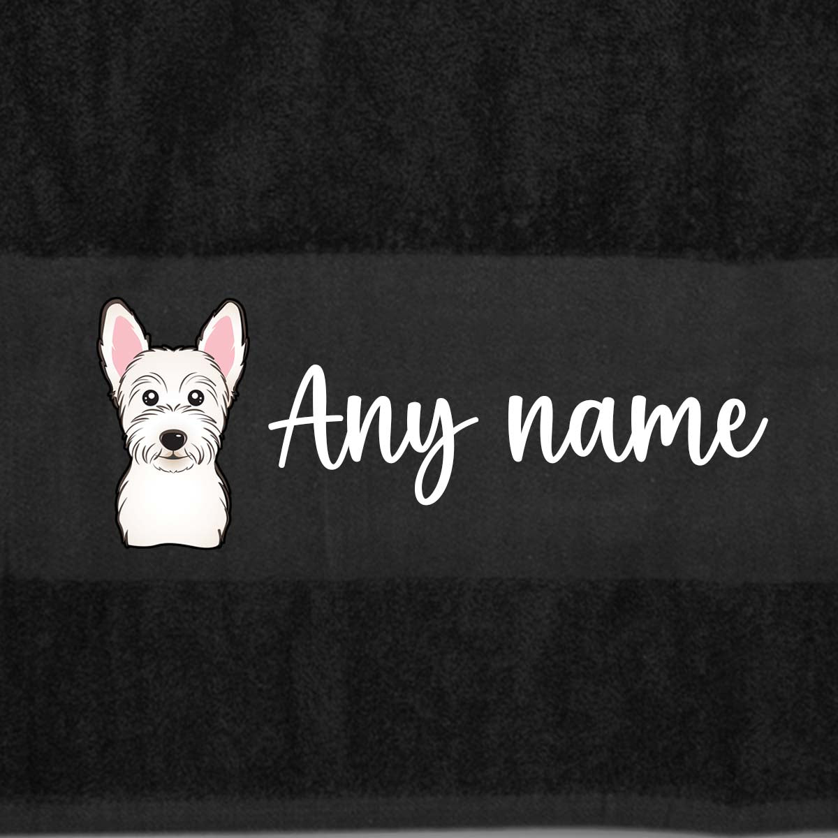 BLACK Any Pet Name And A Choice Of Dog Breed - Travel Towel