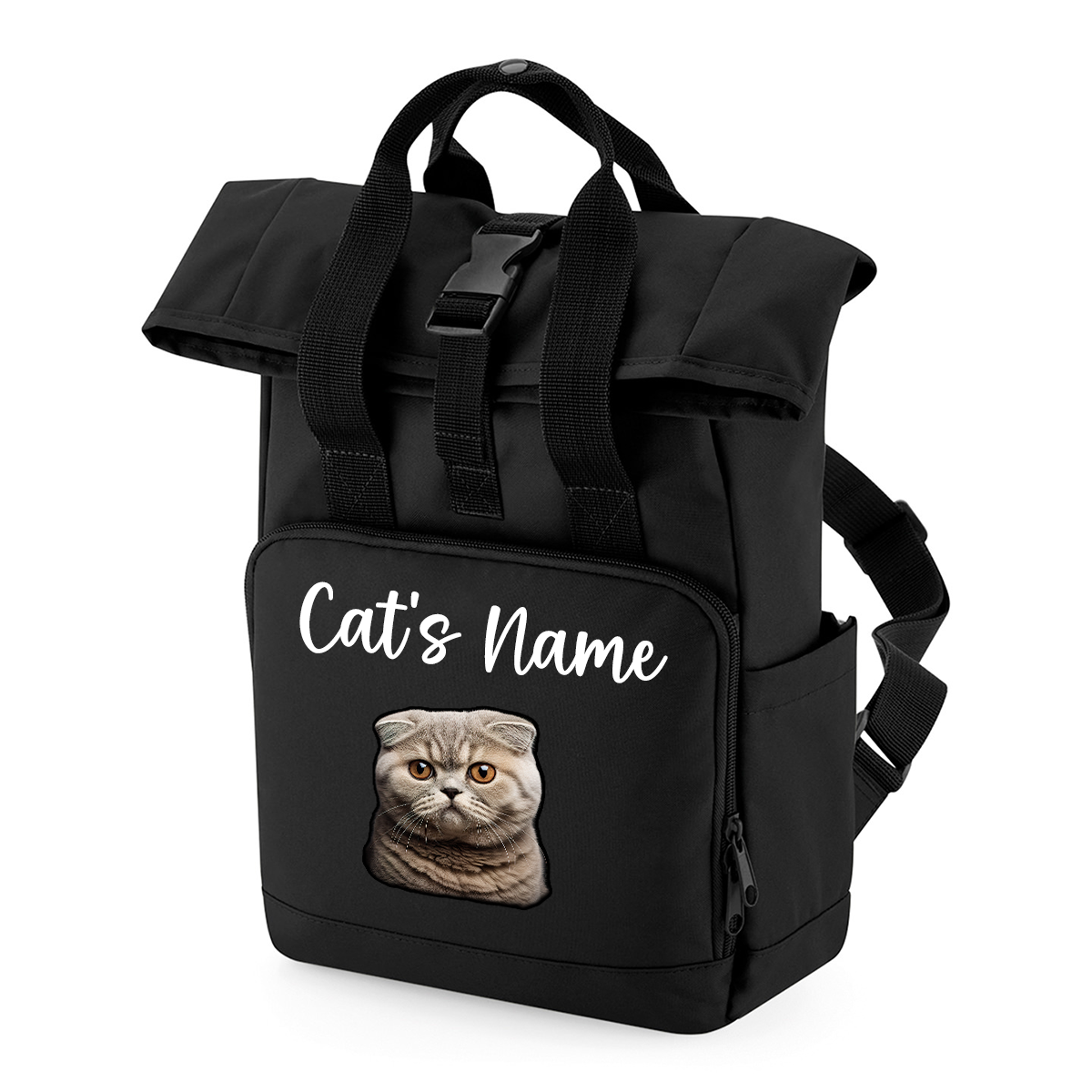 Black Cat Breed with Personalised Name Backpack