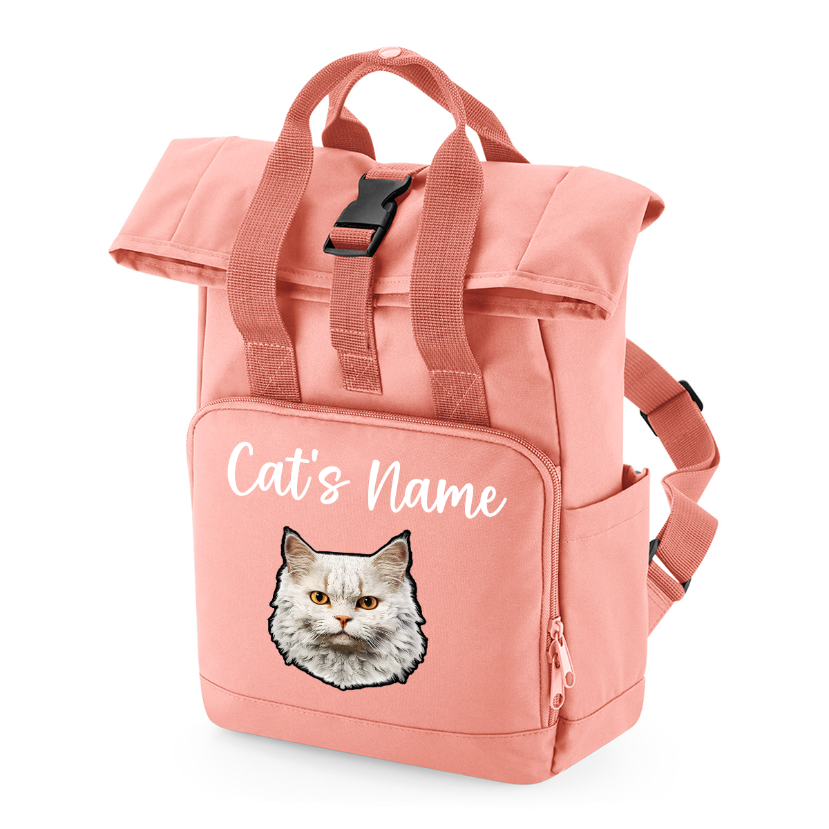 Pink Cat Breed with Personalised Name Backpack