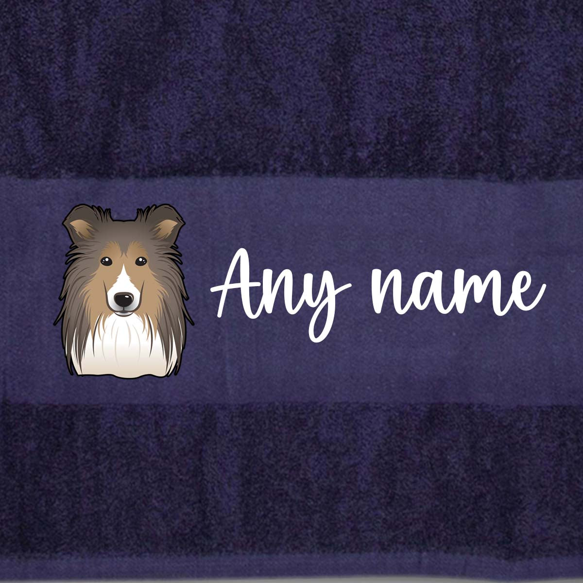 MIDNIGHT BLUE Any Pet Name And A Choice Of Dog Breed - Travel Towel