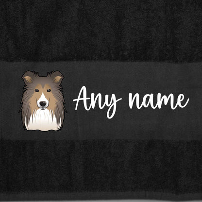 BLACK Any Pet Name And A Choice Of Dog Breed - Travel Towel