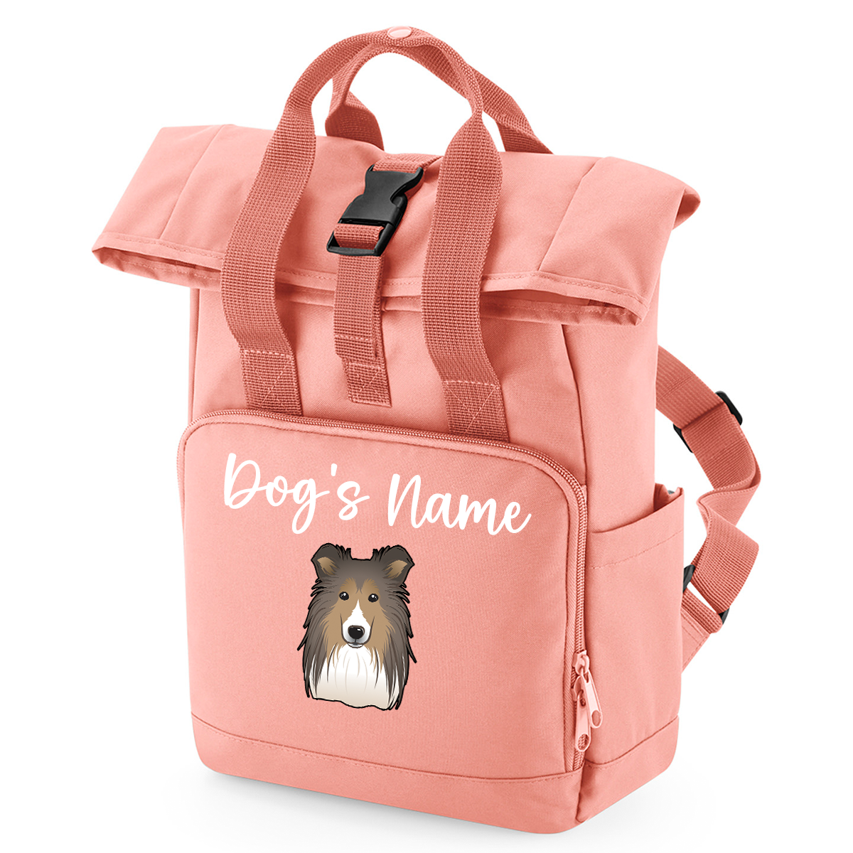 Travel Rucksack 9 Litres Peach Coral Any Breed Backpack With Custom Personalised Dog Name