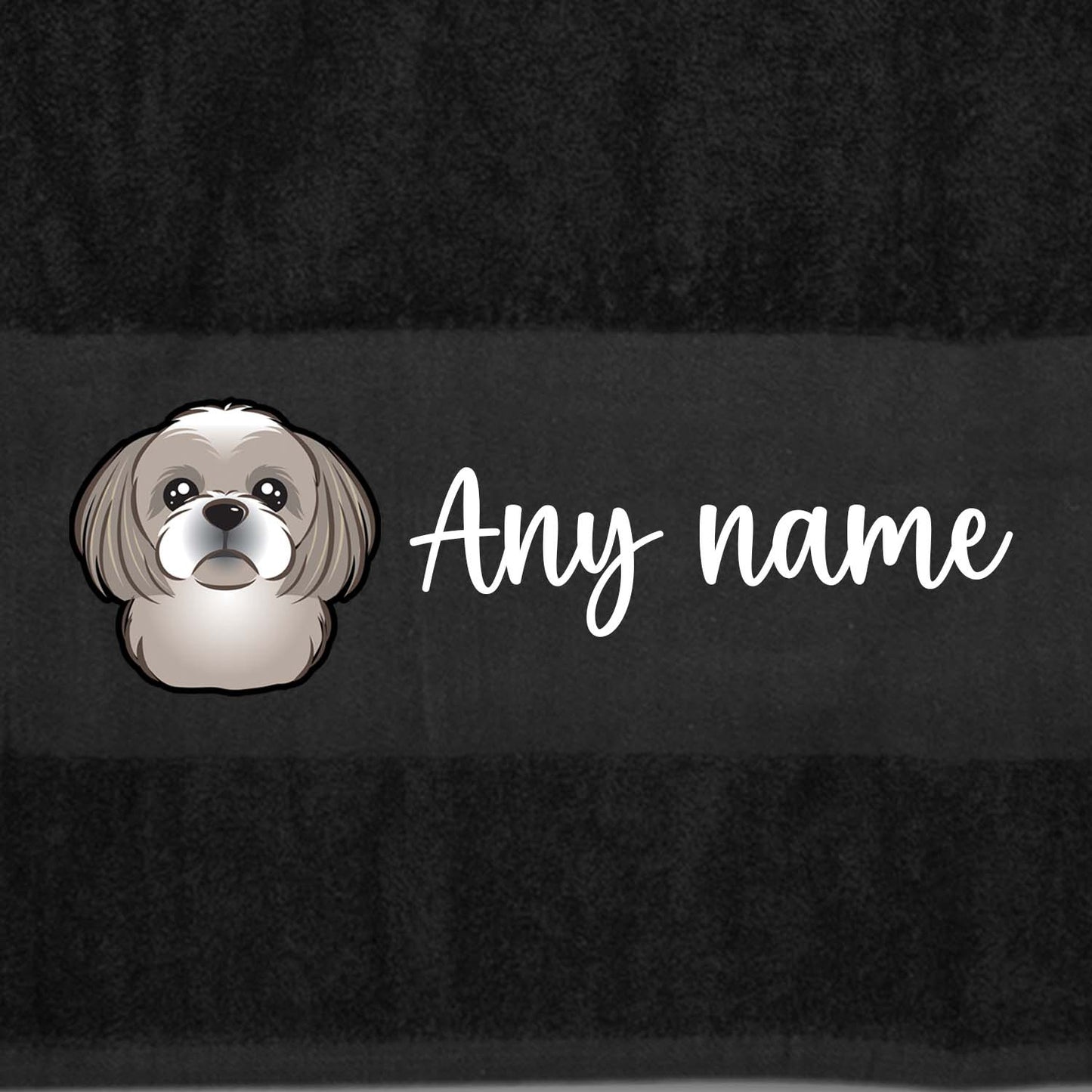 BLACK Any Pet Name And A Choice Of Dog Breed - Travel Towel