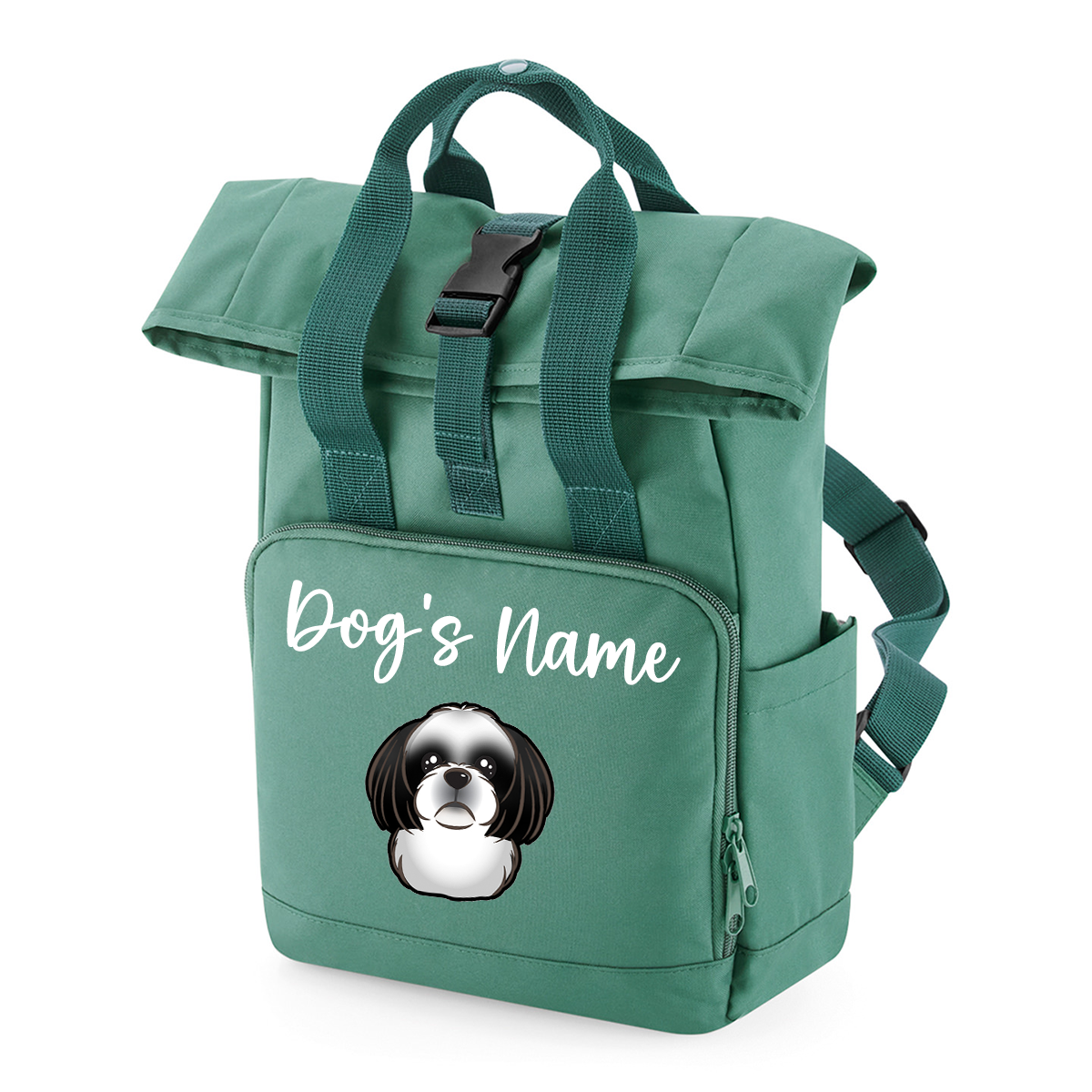 Sage Green Any Breed Backpack With Custom Personalised Dog Name