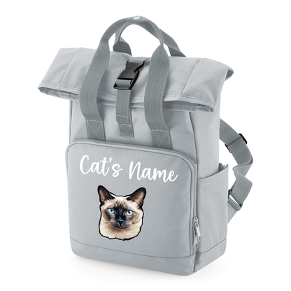 Grey Cat Breed with Personalised Name Backpack