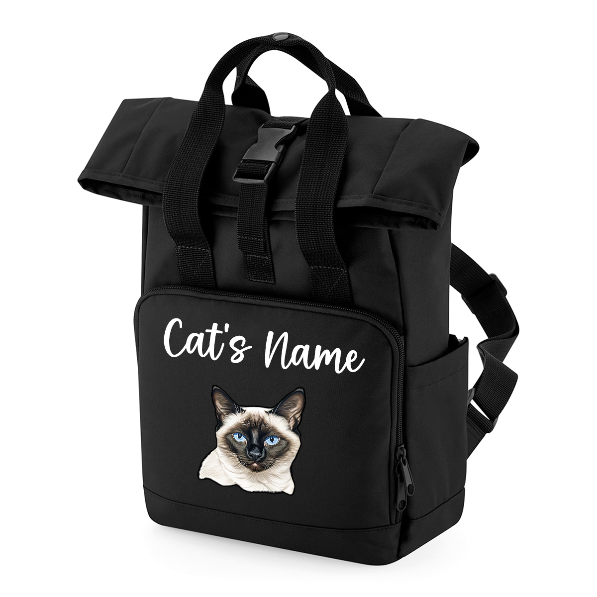 Black Cat Breed with Personalised Name Backpack