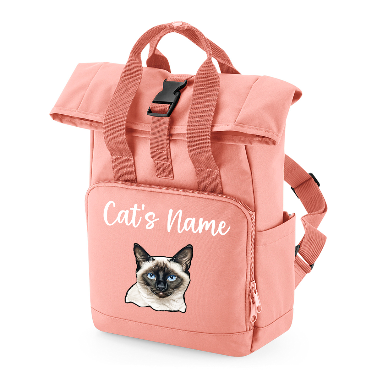 Pink Cat Breed with Personalised Name Backpack