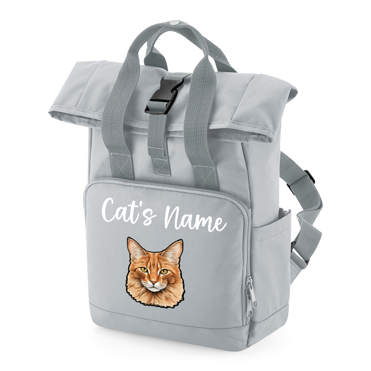 Grey Cat Breed with Personalised Name Backpack