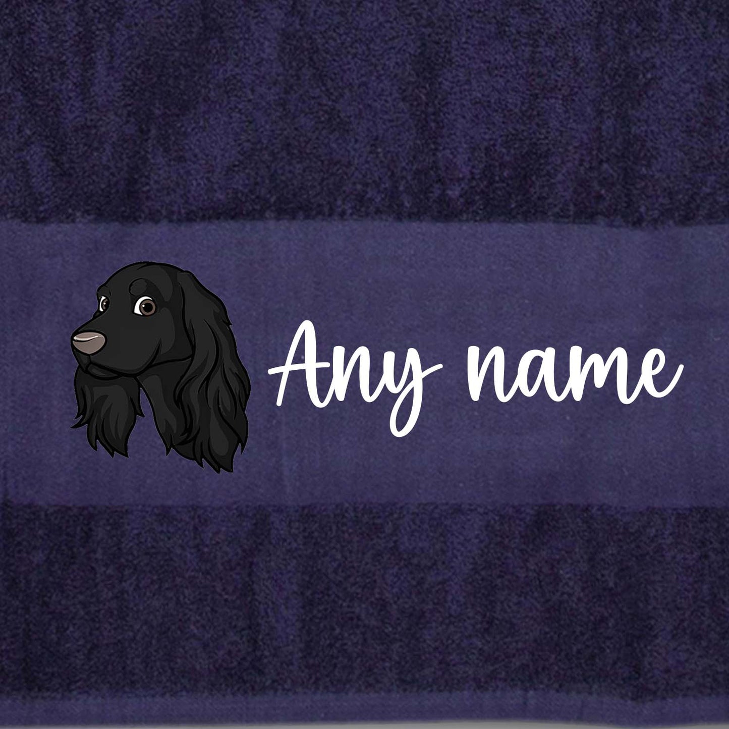 MIDNIGHT BLUE Any Pet Name And A Choice Of Dog Breed - Travel Towel