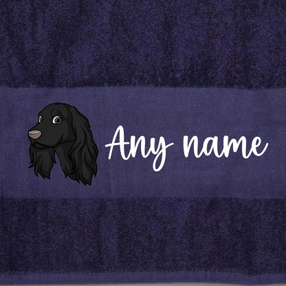 MIDNIGHT BLUE Any Pet Name And A Choice Of Dog Breed - Travel Towel