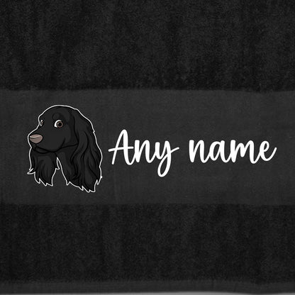 BLACK Any Pet Name And A Choice Of Dog Breed - Travel Towel