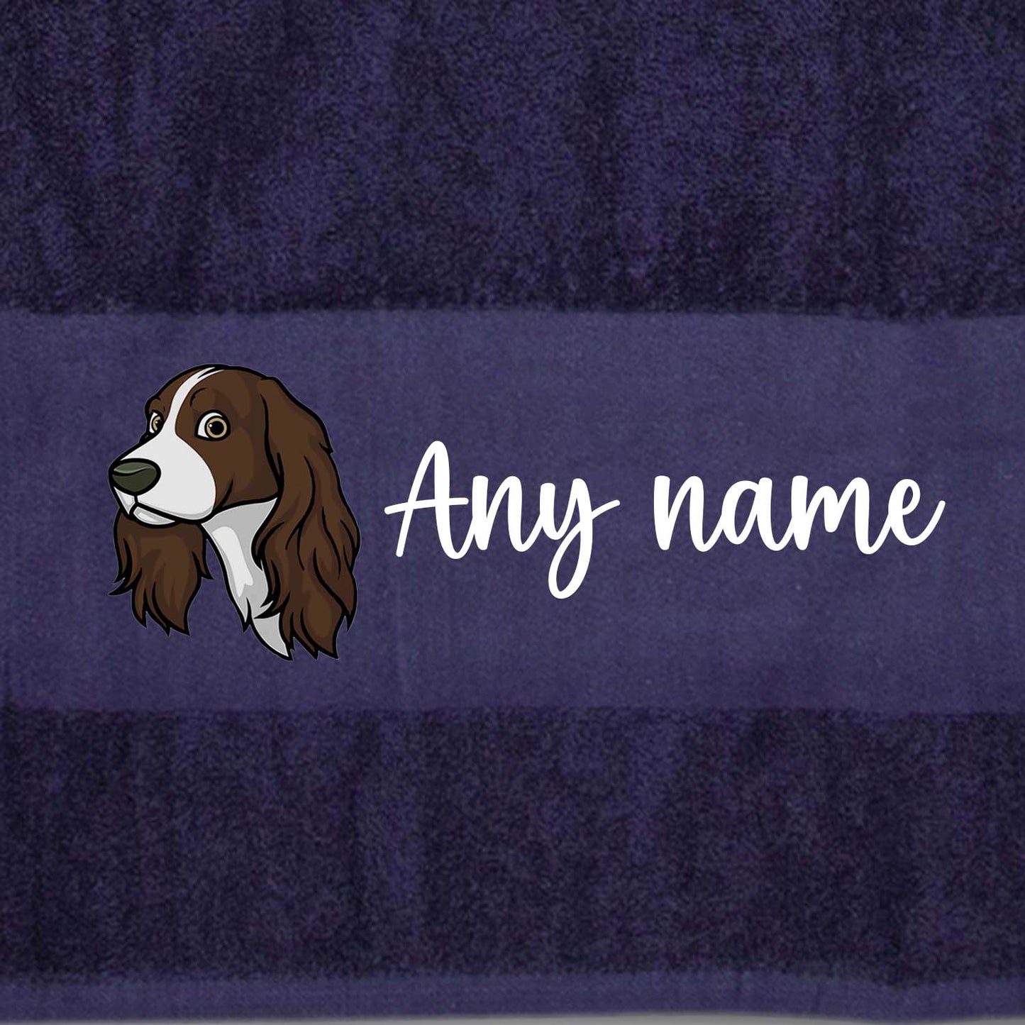 MIDNIGHT BLUE Any Pet Name And A Choice Of Dog Breed - Travel Towel