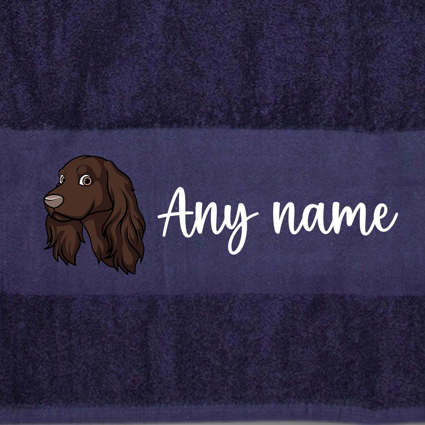 MIDNIGHT BLUE Any Pet Name And A Choice Of Dog Breed - Travel Towel