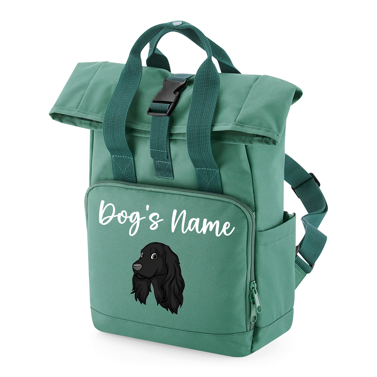 Sage Green Any Breed Backpack With Custom Personalised Dog Name