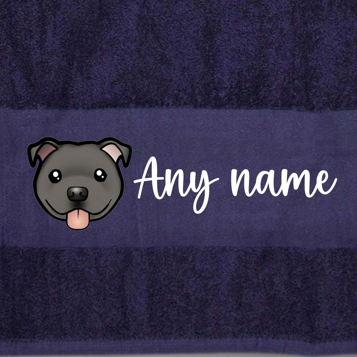 MIDNIGHT BLUE Any Pet Name And A Choice Of Dog Breed - Travel Towel