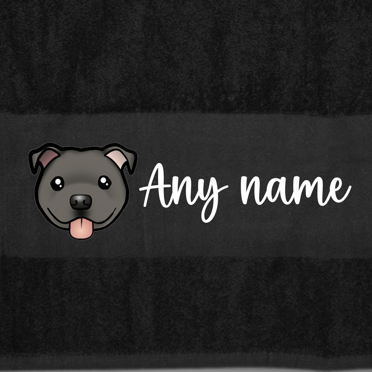 BLACK Any Pet Name And A Choice Of Dog Breed - Travel Towel