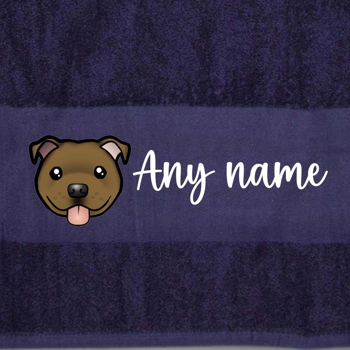 MIDNIGHT BLUE Any Pet Name And A Choice Of Dog Breed - Travel Towel