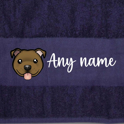 MIDNIGHT BLUE Any Pet Name And A Choice Of Dog Breed - Travel Towel