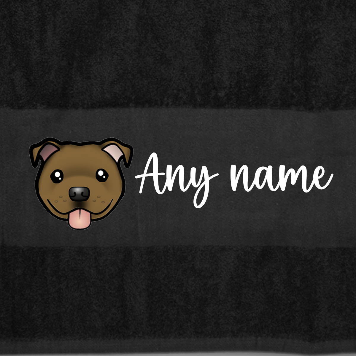 BLACK Any Pet Name And A Choice Of Dog Breed - Travel Towel