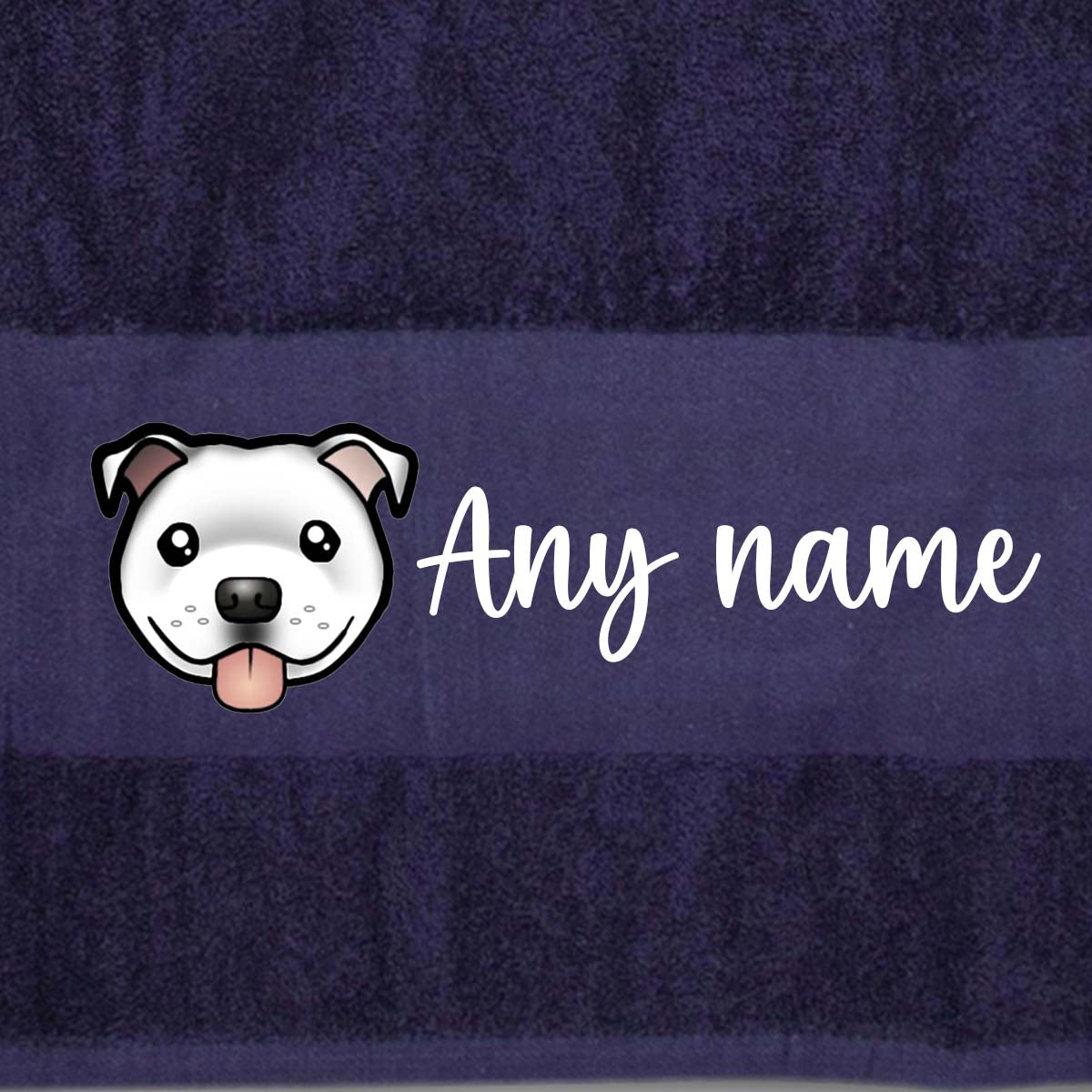 MIDNIGHT BLUE Any Pet Name And A Choice Of Dog Breed - Travel Towel