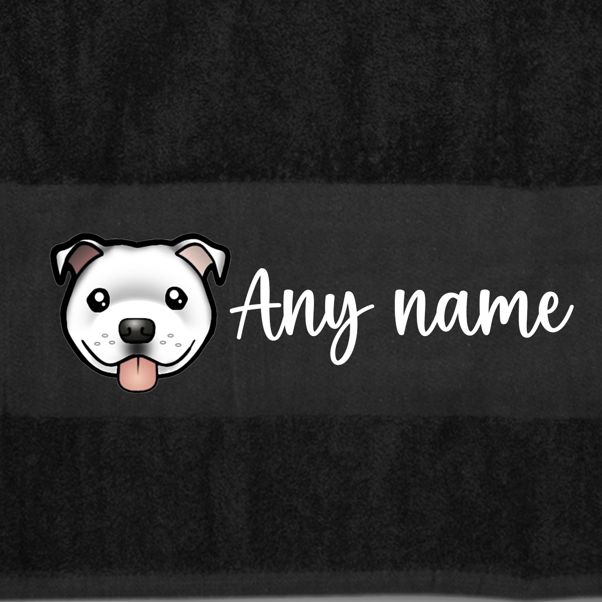 BLACK Any Pet Name And A Choice Of Dog Breed - Travel Towel