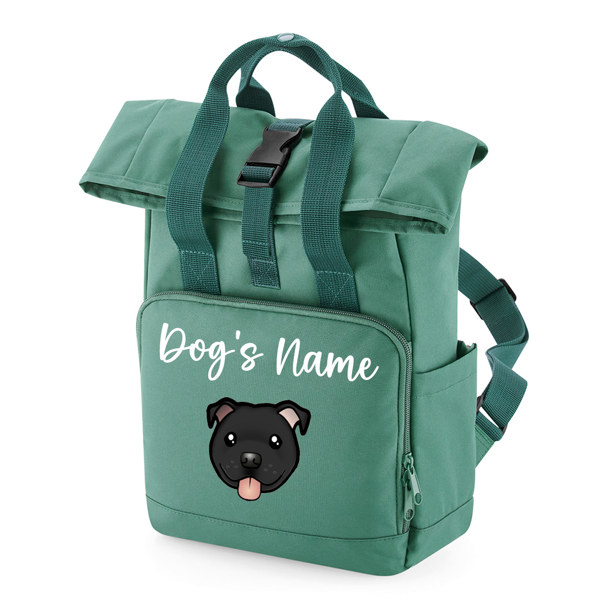 Sage Green Any Breed Backpack With Custom Personalised Dog Name