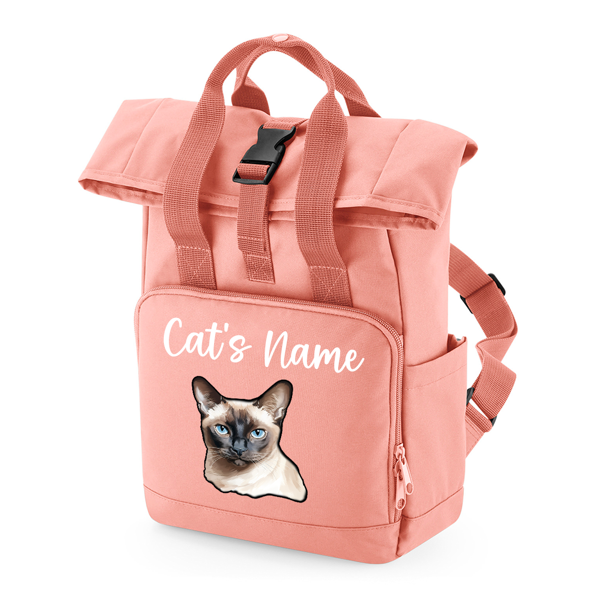 Pink Cat Breed with Personalised Name Backpack