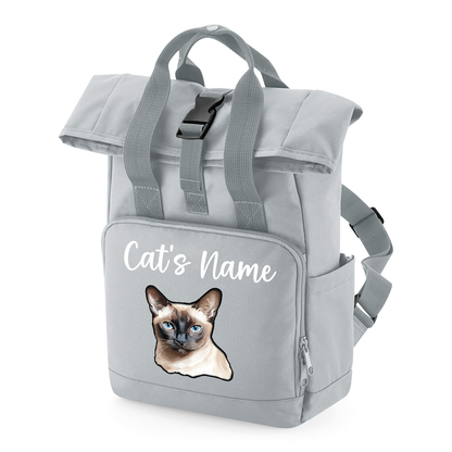 Grey Cat Breed with Personalised Name Backpack