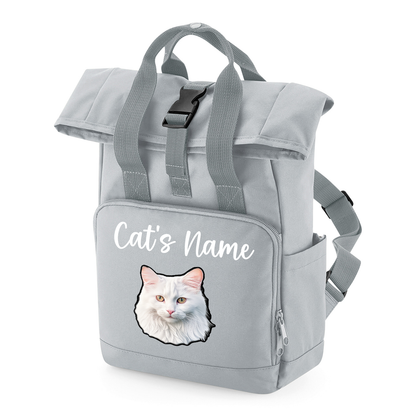 Grey Cat Breed with Personalised Name Backpack