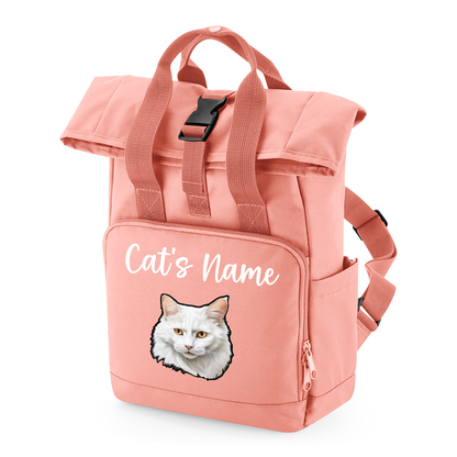 Pink Cat Breed with Personalised Name Backpack