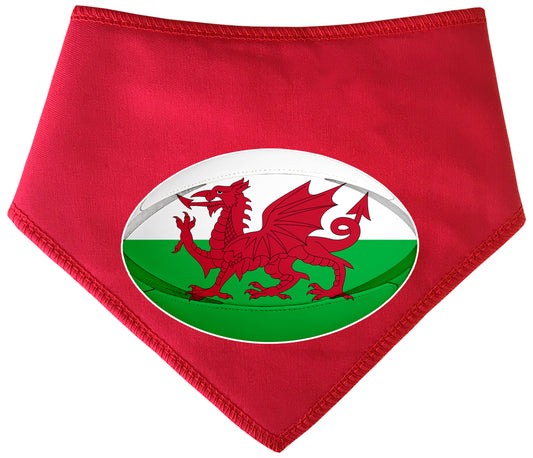 Wales Rugby Ball Dragon Flag Red Dog Bandana