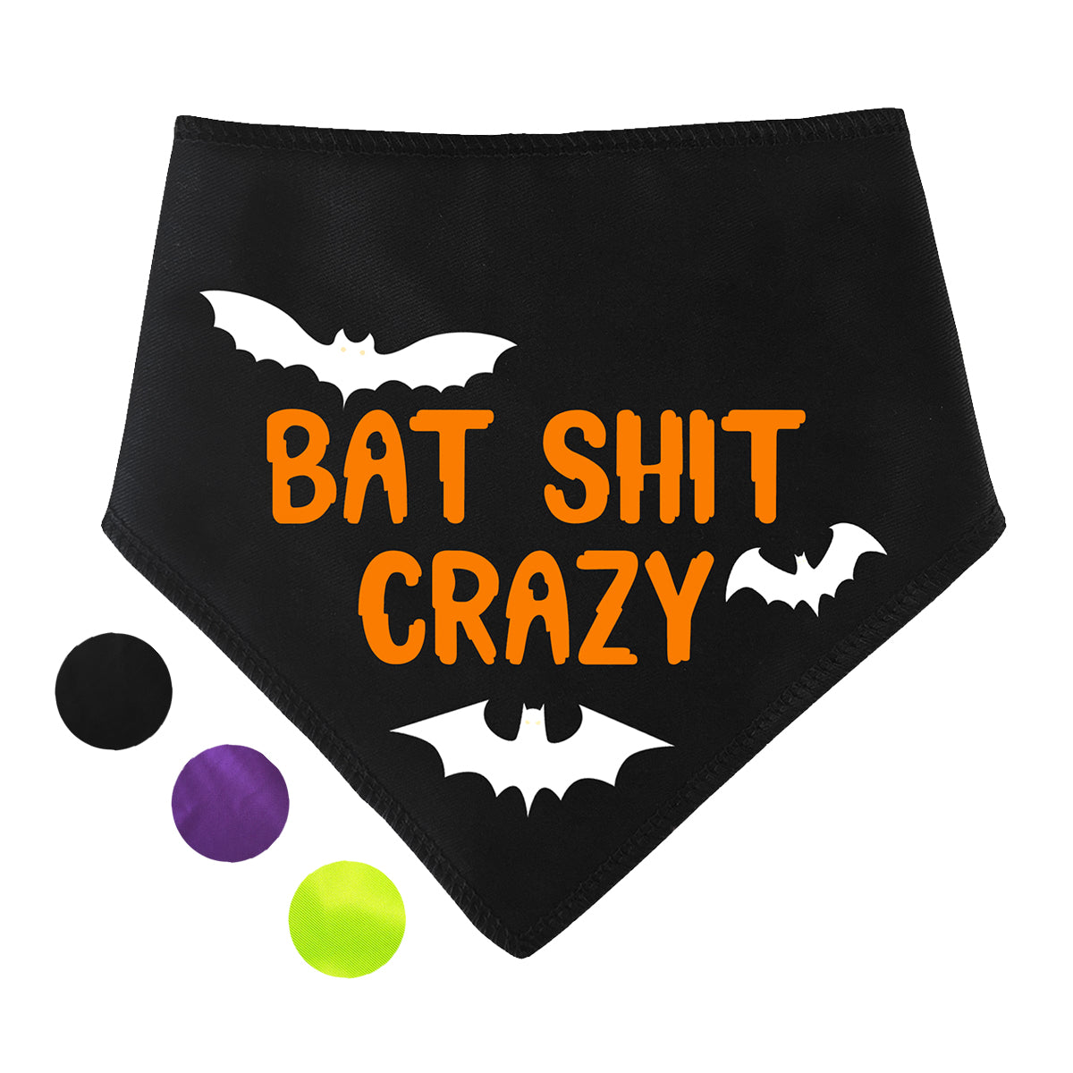 The Crafty Dog Co - Bat Shit Crazy Dog Bandana Funny Dog Accessories Pun Puppy Neckerchief Clip On 2024 Bats Halloween Purple Spooky Rude Cheeky