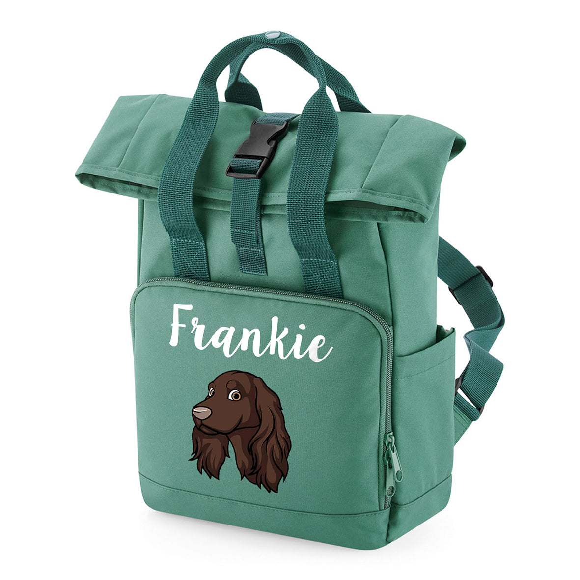 Sage Green Any Breed Backpack With Custom Personalised Dog Name