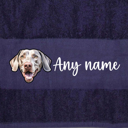 MIDNIGHT BLUE Any Pet Name And A Choice Of Dog Breed - Travel Towel