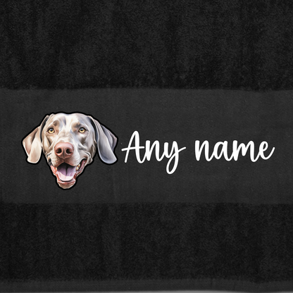 BLACK Any Pet Name And A Choice Of Dog Breed - Travel Towel