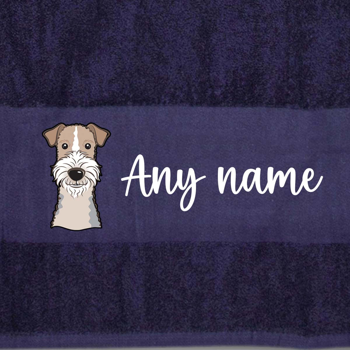 MIDNIGHT BLUE Any Pet Name And A Choice Of Dog Breed - Travel Towel