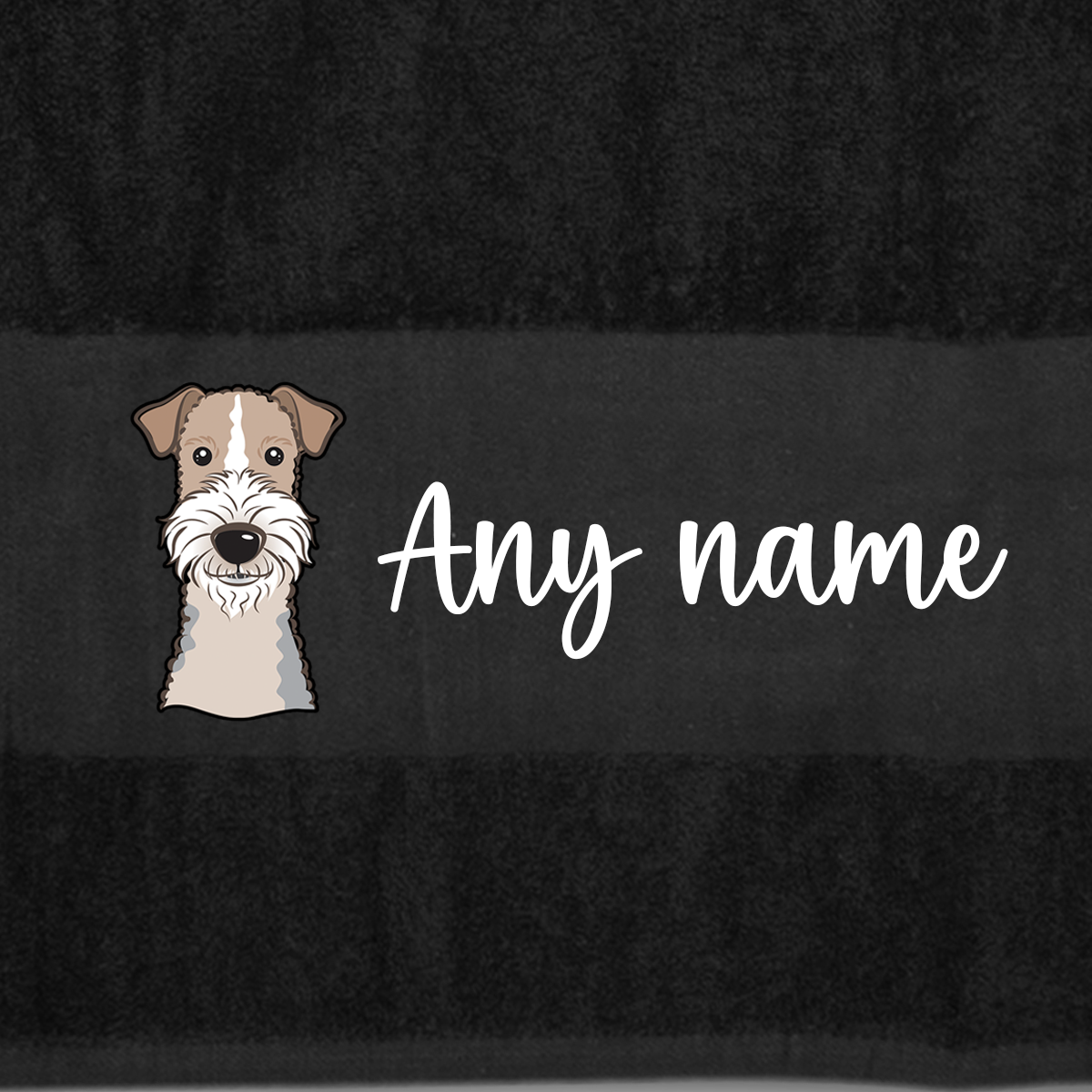 BLACK Any Pet Name And A Choice Of Dog Breed - Travel Towel