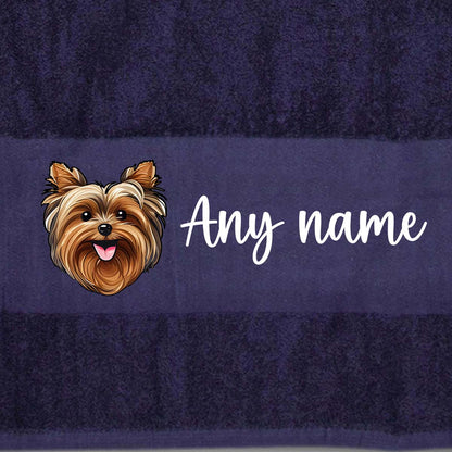 MIDNIGHT BLUE Any Pet Name And A Choice Of Dog Breed - Travel Towel