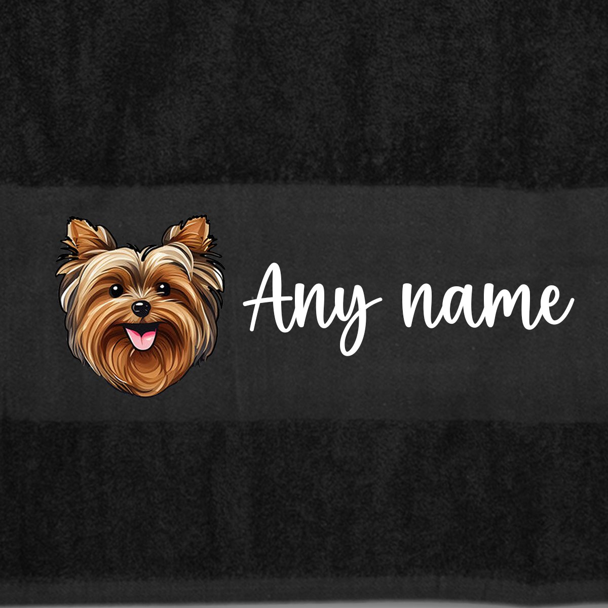 BLACK Any Pet Name And A Choice Of Dog Breed - Travel Towel