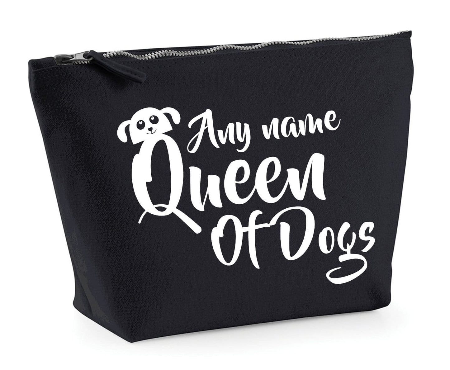 'Queen Of Dogs' Natural Cotton Make-Up Bag Personalised