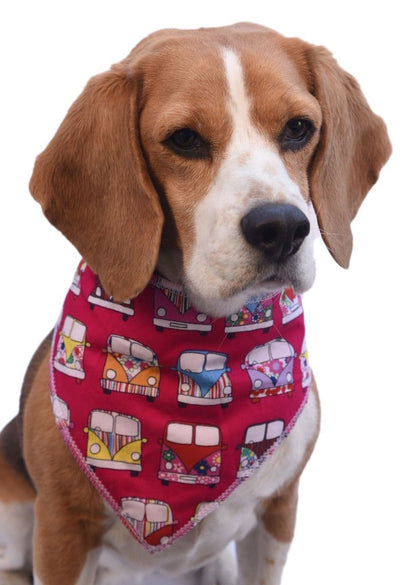 VW Camper Hot Pink Pattern Fabric Dog Bandana